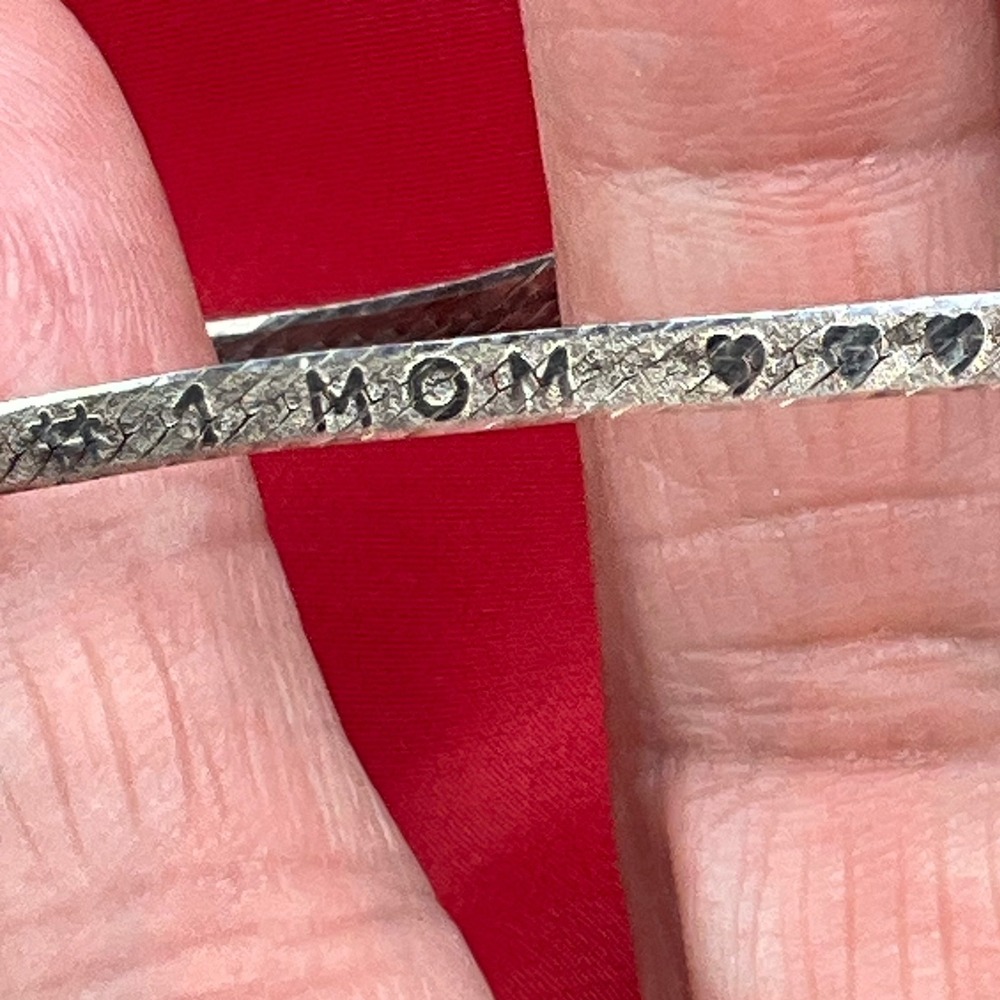 Sterling Silver 925 No 1 Mom Made In Italy Herringbone Bracelet